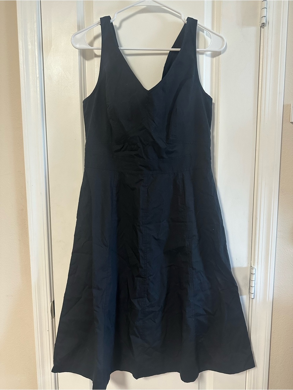 J. Crew Black Sleeveless V-Neck Cotton Cocktail Dress